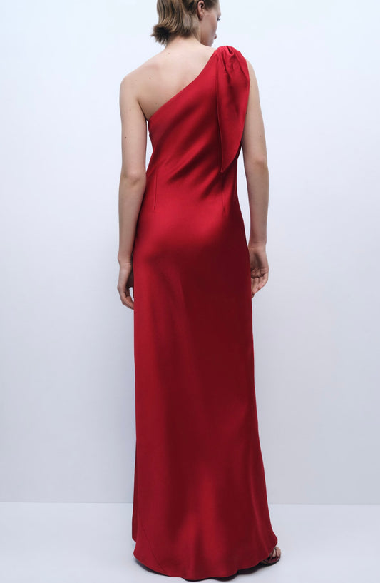 One Shoulder Satin- Mango