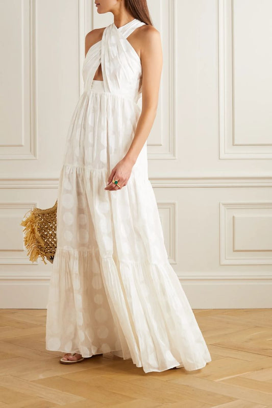 Criss Cross Cut Out Tone on Tone Polka Dot- Ulla Johnson