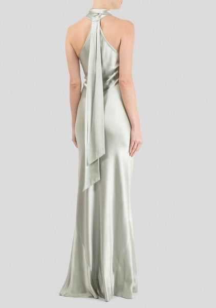 Satin Halterneck Gown- Galvan London