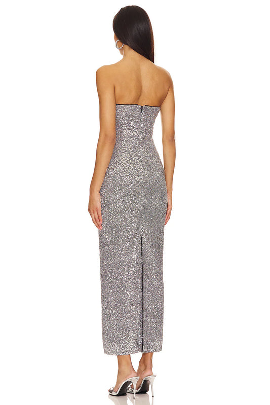 Strapless Sequin Midi with Slit- Camila Coelho