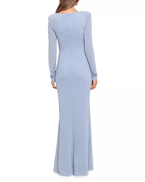 Metallic Knit Gown- Aqua