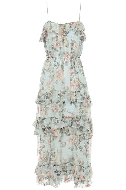 Floral Strappy Silk Ruffle- Zimmermann