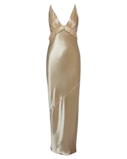 Ruched Deep V Neck Satin- Custom Made