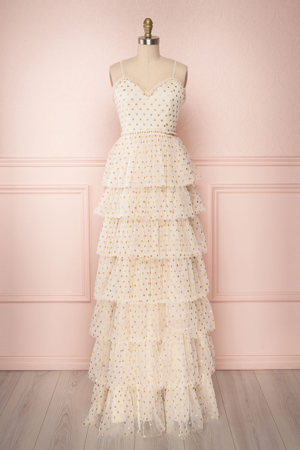 Tiered Ruffle with Gold Polka Dots- Maniju