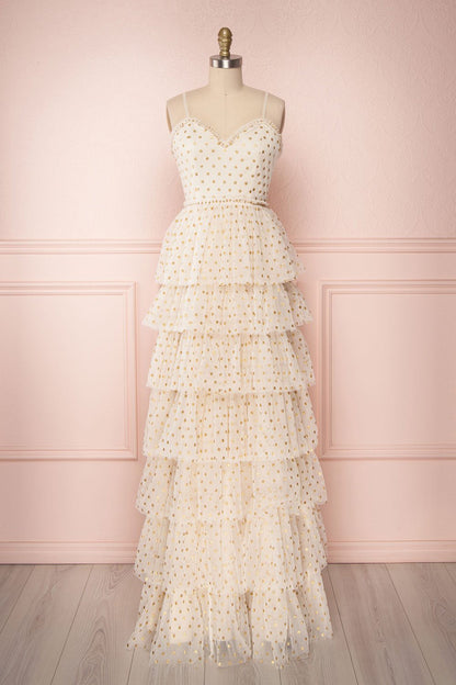 Tiered Ruffle with Gold Polka Dots- Maniju