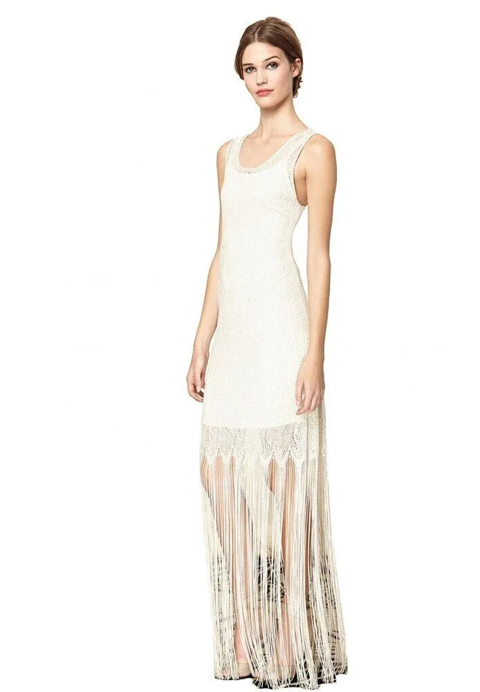 Fringe & Lace Trim Scoop Neck- Alice & Olivia