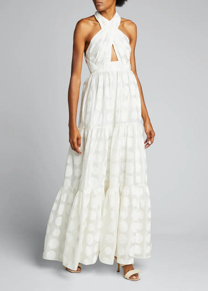 Criss Cross Cut Out Tone on Tone Polka Dot- Ulla Johnson
