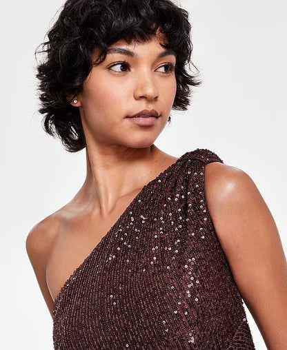 Sequin One Shoulder With Slit- Eliza J