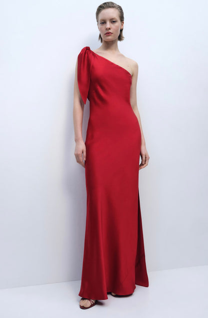 One Shoulder Satin- Mango