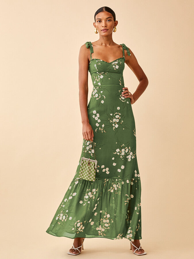 Floral Print Crepe with Tie Straps- Reformation