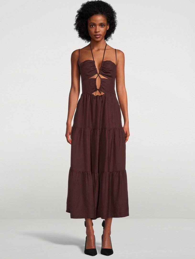 Lace-Up Backless Midi Dress- Shona Joy