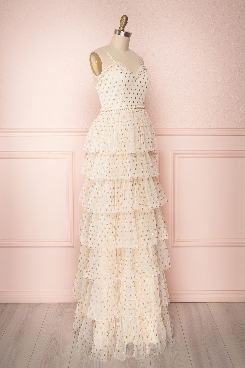 Tiered Ruffle with Gold Polka Dots- Maniju