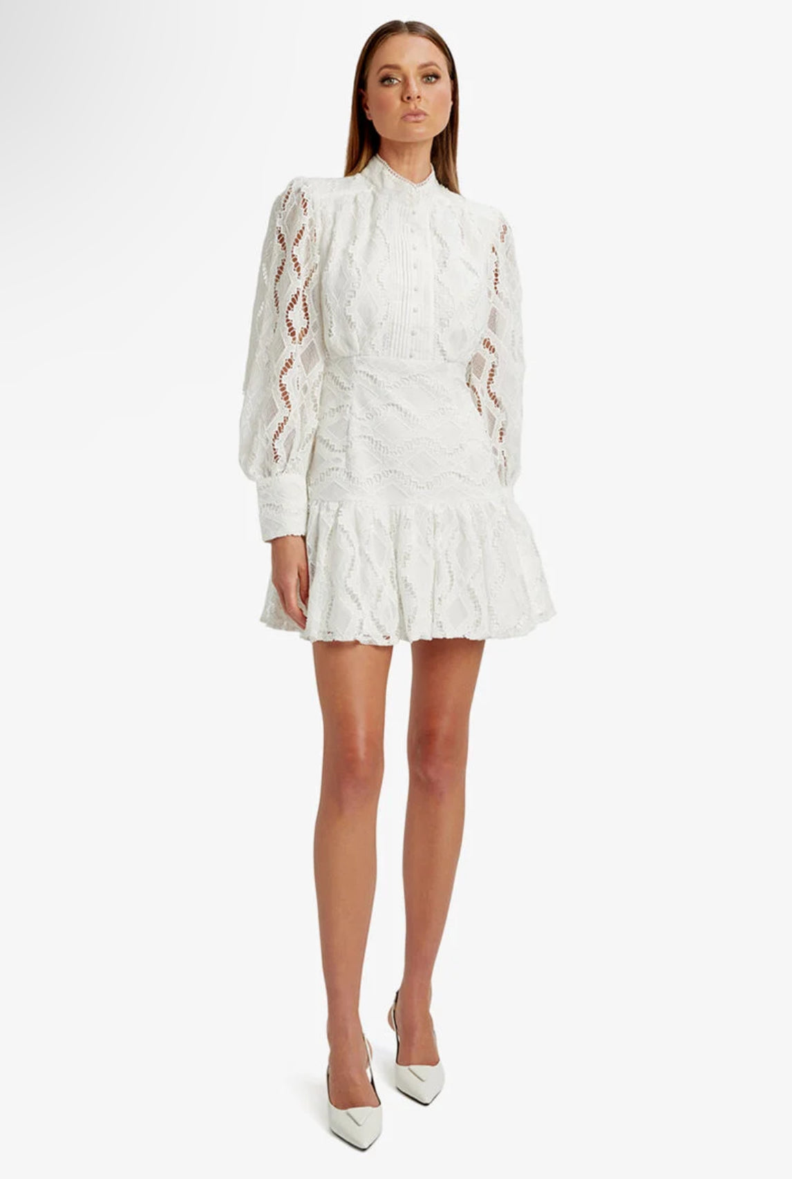 Ruffled Hem with Lace Arms- Bardot