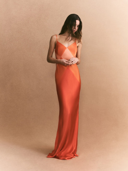 Contrast Silk Spaghetti Strap- Shona Joy