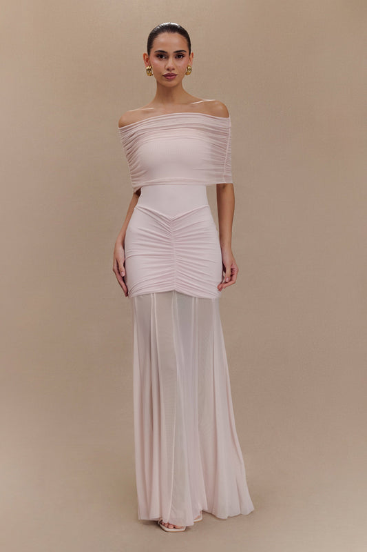 Strapless Ruched with Sheer Overlay - Meshki