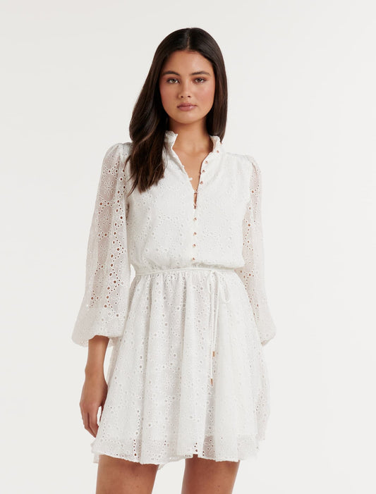 Long Sleeve Eyelet A-line- Evernew Melbourne