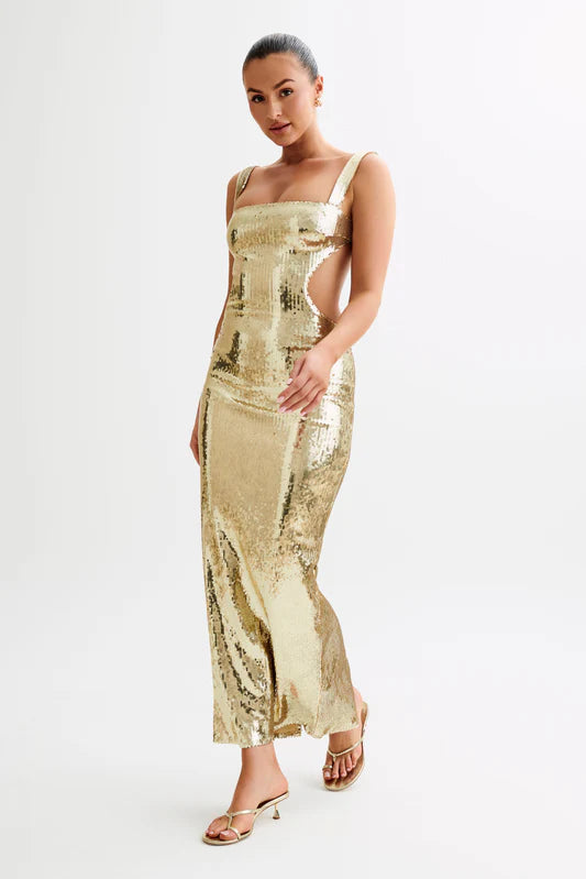 Sequin Square Neck with Back Cutout- Meshki