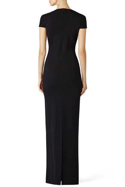 Deep V Black Gown- Solace London