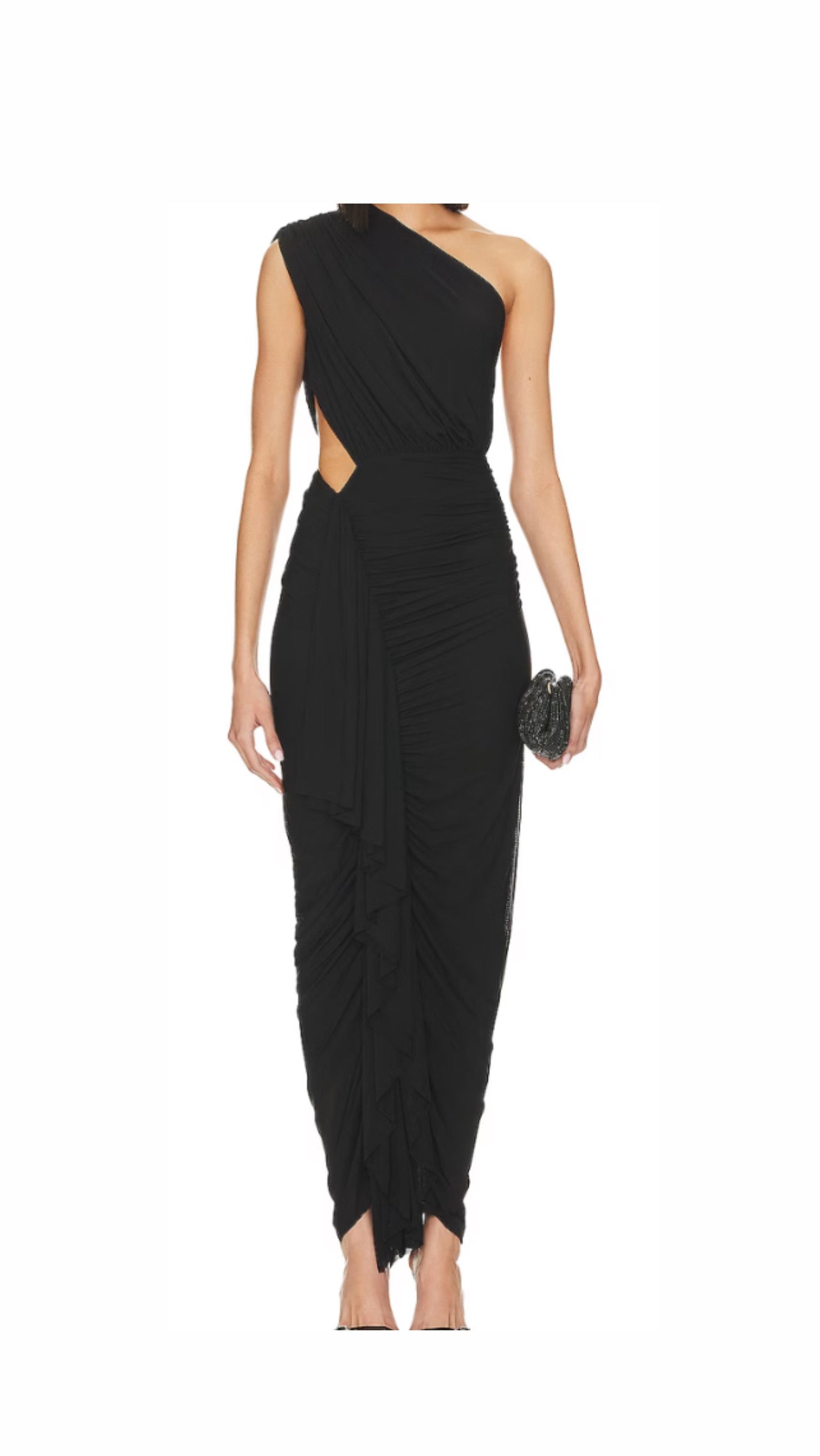 One Shoulder Cutout Ruched Midi- Superdown