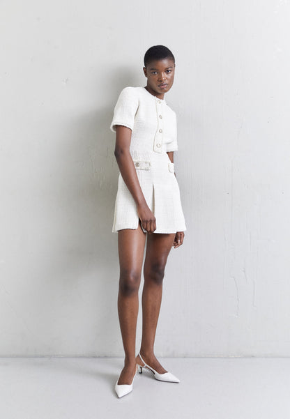 Pleated Tweed with Gold Buttons - Maje
