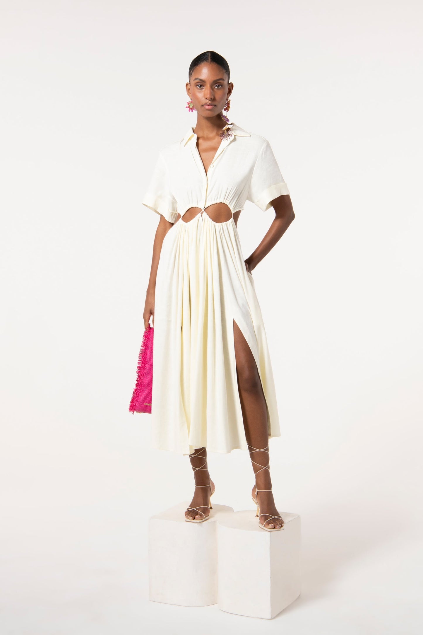 Cutout Collared Shirt Dress- Cult Gaia