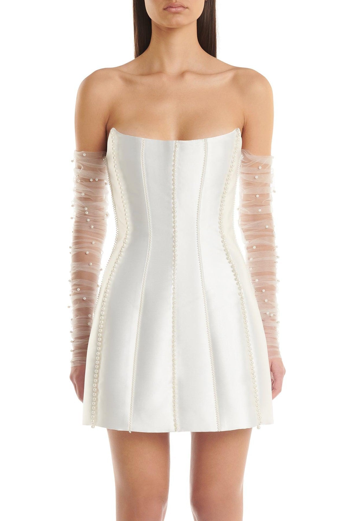 Strapless Corset With Pearl Embellishments- Eliya The Label