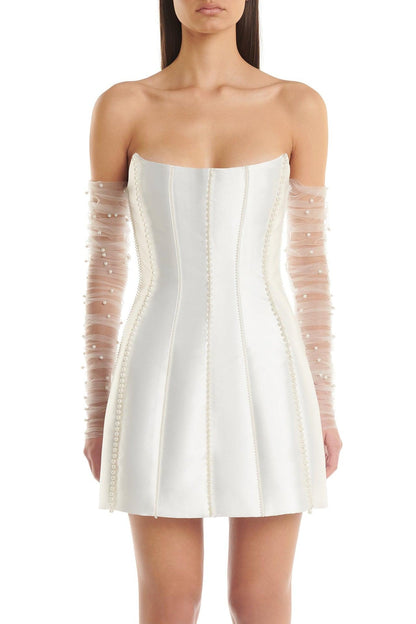 Strapless Corset With Pearl Embellishments- Eliya The Label