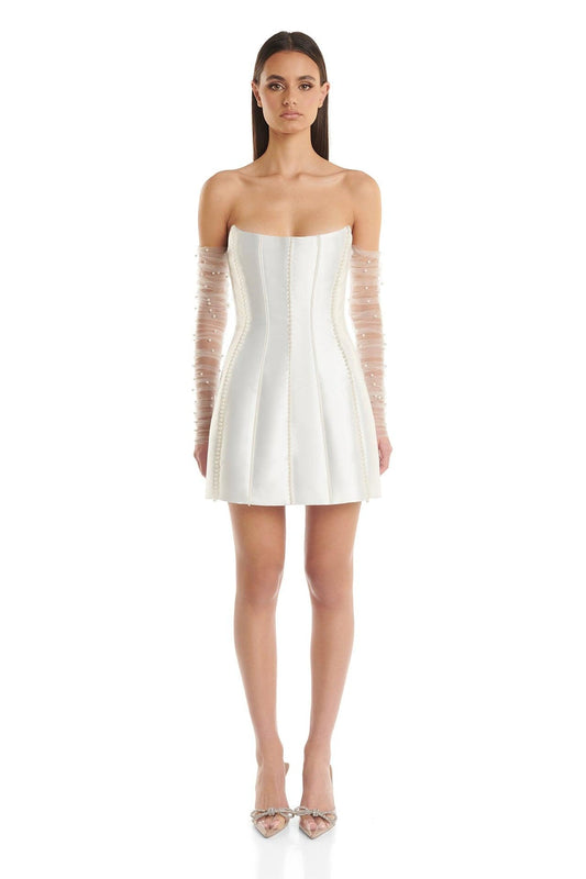 Strapless Corset With Pearl Embellishments- Eliya The Label
