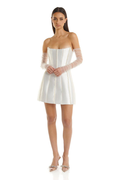 Strapless Corset With Pearl Embellishments- Eliya The Label