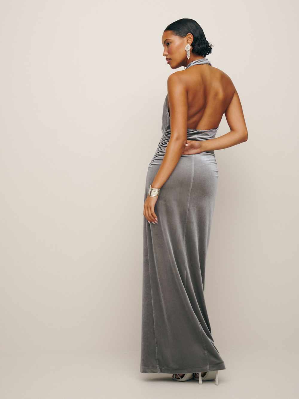 Halterneck Grey Velvet- Reformation
