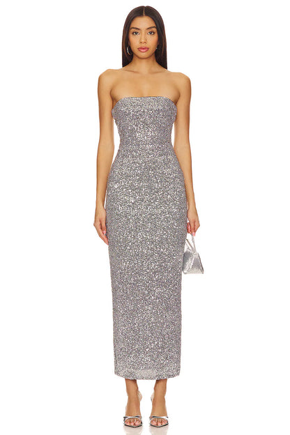 Strapless Sequin Midi with Slit- Camila Coelho