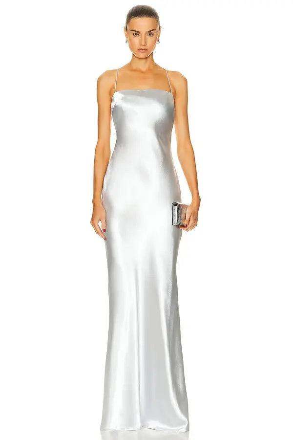 Open Back Satin Spaghetti Strap- LPA
