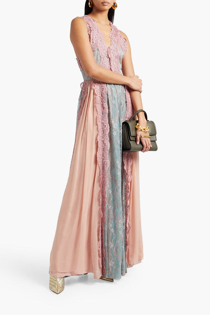 Paneled Crepon, Crochet & Lace- Alexis