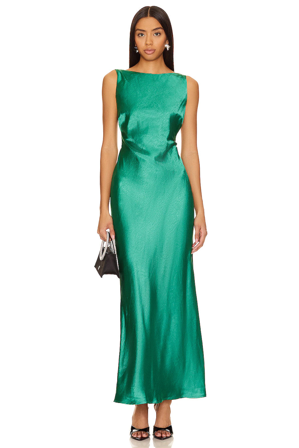 Satin High Neck Full Open Back with Draping- Runaway The Label