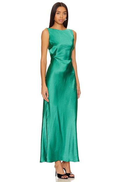 Satin High Neck Full Open Back with Draping- Runaway The Label