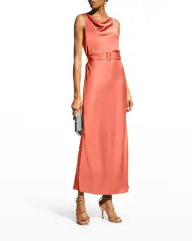 Cowl-Neck Belted Satin- Lapointe