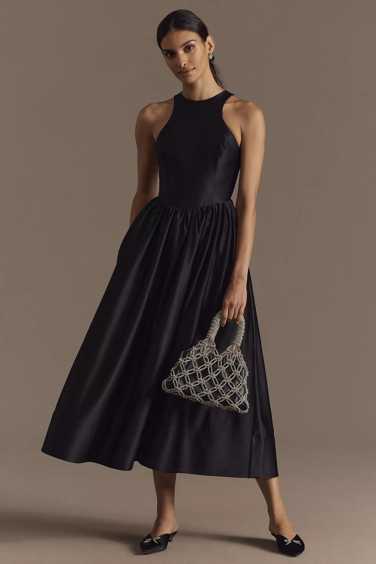 Satin Structured Halter Drop Waist- BHLDN