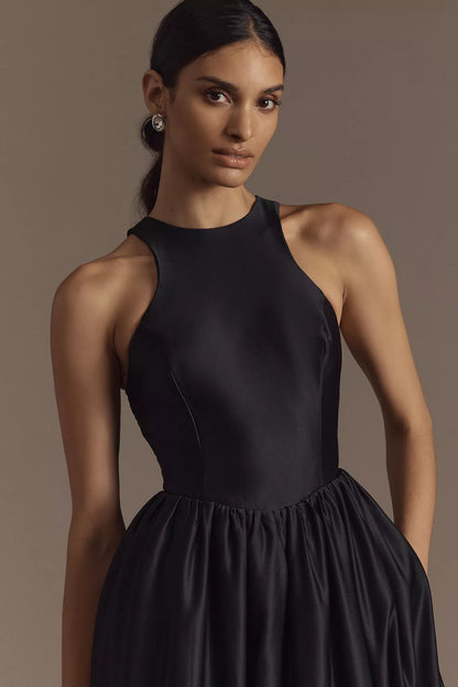 Satin Structured Halter Drop Waist- BHLDN