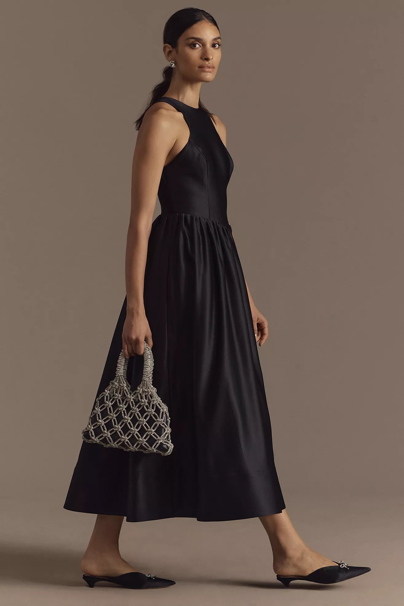 Satin Structured Halter Drop Waist- BHLDN