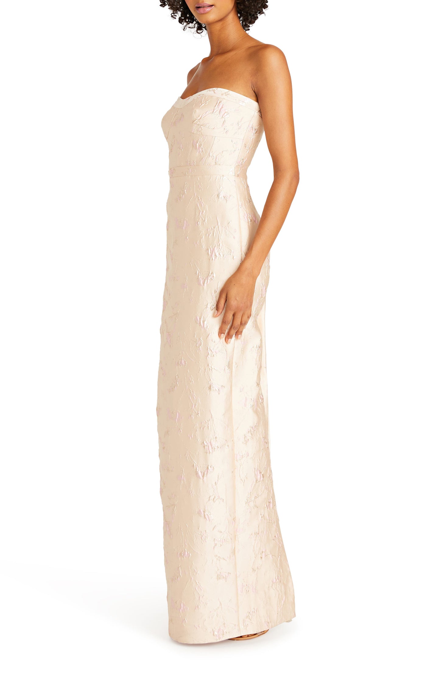 Jacquard Floral Tone on Tone Strapless- Monique Lhuillier