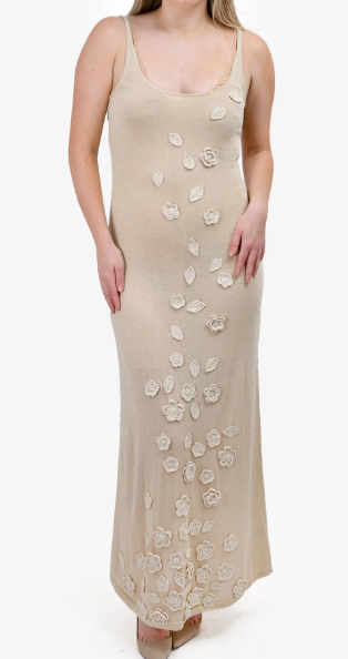 Floral Embroidered Champagne- Caroline Constas